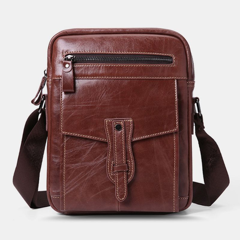 Mannen Lederen Schoudertas Met Grote Capaciteit Vintage Zakelijke Crossbody Tas