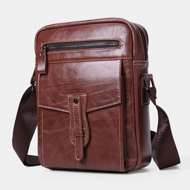 Mannen Lederen Schoudertas Met Grote Capaciteit Vintage Zakelijke Crossbody Tas