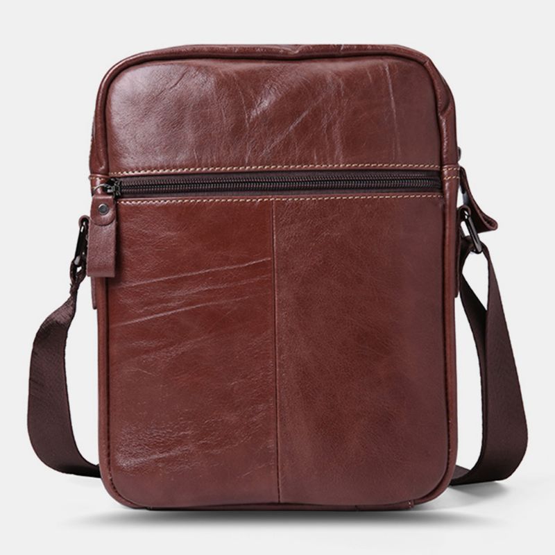 Mannen Lederen Schoudertas Met Grote Capaciteit Vintage Zakelijke Crossbody Tas