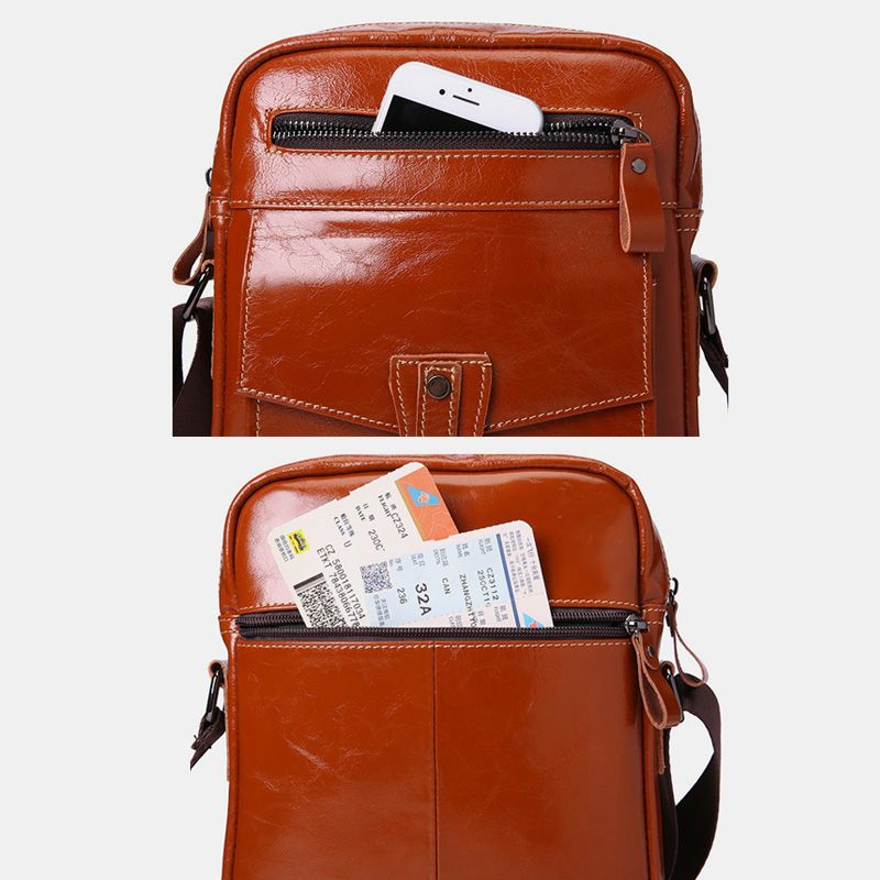 Mannen Lederen Schoudertas Met Grote Capaciteit Vintage Zakelijke Crossbody Tas