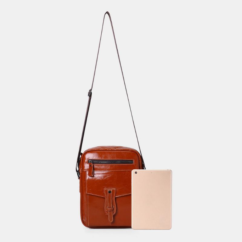 Mannen Lederen Schoudertas Met Grote Capaciteit Vintage Zakelijke Crossbody Tas