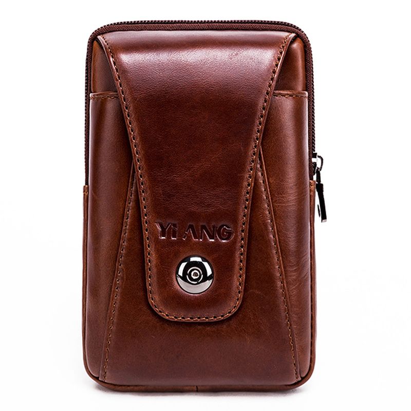 Mannen Lederen Vintage Heuptas Zakelijke Crossbody Tas Mobiele Telefoon Tas Voor 6 Inch Telefoons