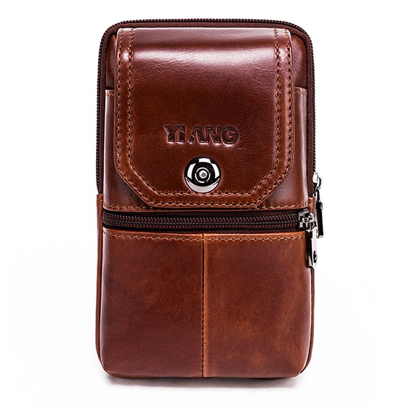 Mannen Lederen Vintage Heuptas Zakelijke Crossbody Tas Mobiele Telefoon Tas Voor 6 Inch Telefoons