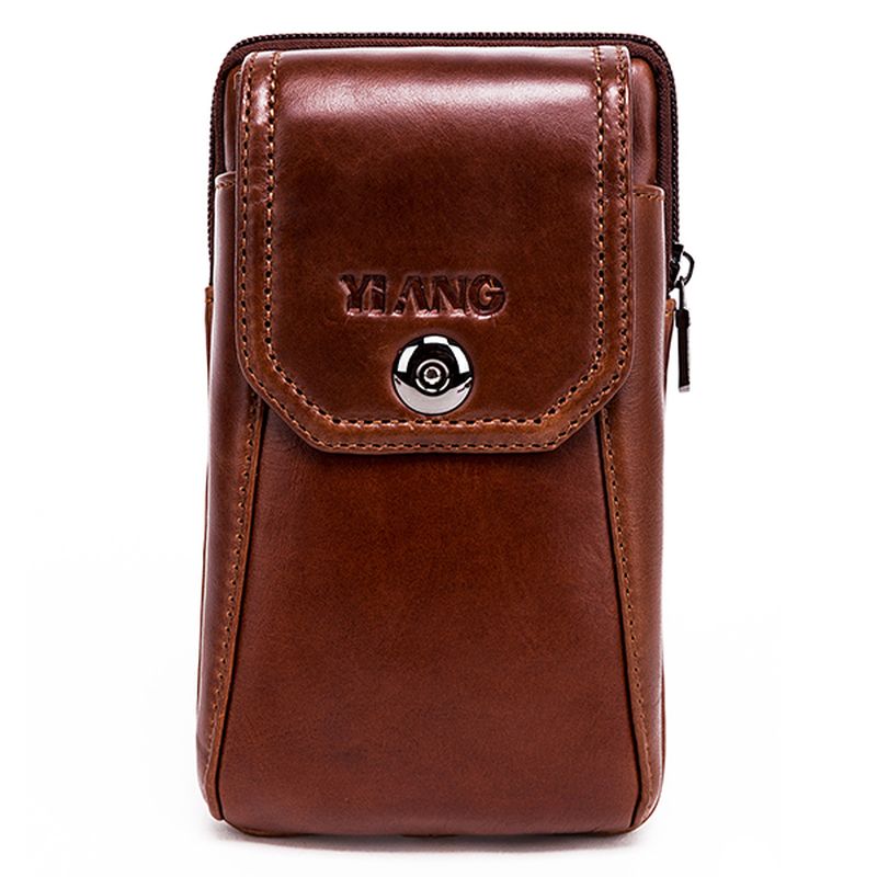 Mannen Lederen Vintage Heuptas Zakelijke Crossbody Tas Mobiele Telefoon Tas Voor 6 Inch Telefoons