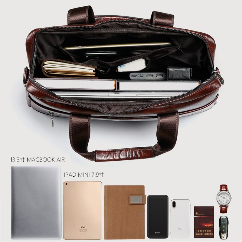 Mannen Multi-pocket Anti-diefstal Crossbody Tassen Grote Capaciteit Retro 13.3 Inch Laptop Messenger Bag Aktetas Schoudertas