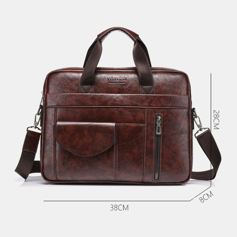 Mannen Multi-pocket Anti-diefstal Crossbody Tassen Grote Capaciteit Retro 13.3 Inch Laptop Messenger Bag Aktetas Schoudertas