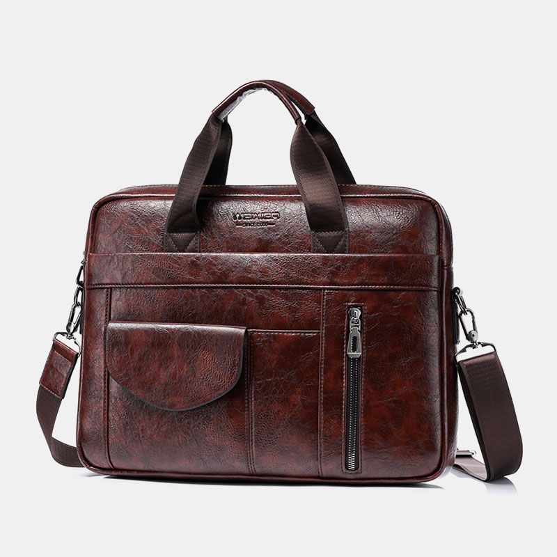 Mannen Multi-pocket Anti-diefstal Crossbody Tassen Grote Capaciteit Retro 13.3 Inch Laptop Messenger Bag Aktetas Schoudertas