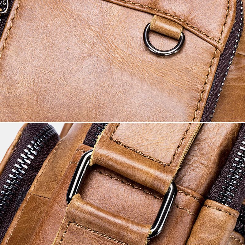 Mannen Multi-pocket Lederen Crossbody Tassen Terug Anti-diefstal Pocket Ontwerp Slijtvaste Grote Capaciteit Messenger Bag Handtas