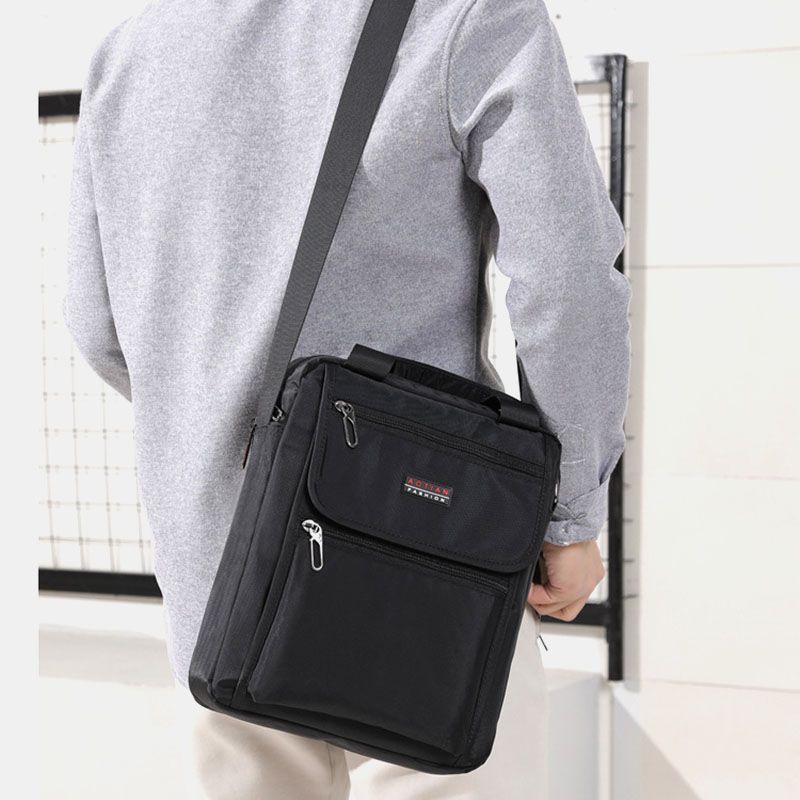 Mannen Nylon Casual Korte Waterdichte Multi-pocket Multifunctionele 12 Inch Laptoptas Handtas Schoudertas Crossbody Tas