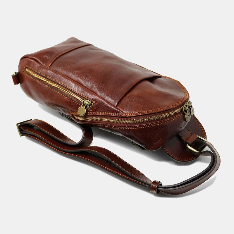 Mannen Pu Lederen Anti-diefstal Vintage Casual Schoudertas Crossbody Tas Borst Tas Sling Bag Hippie Tas