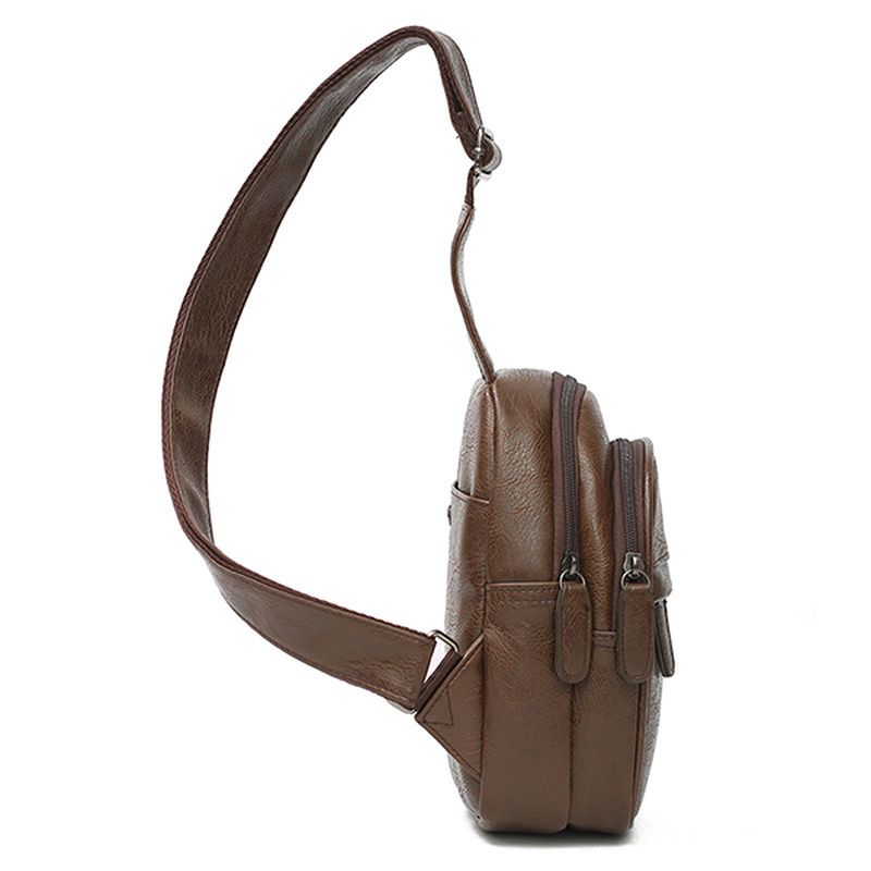 Mannen Pu Lederen Waterdichte Casual Crossbody Tas Borsttas Fietsen Buitensporten Schoudertas