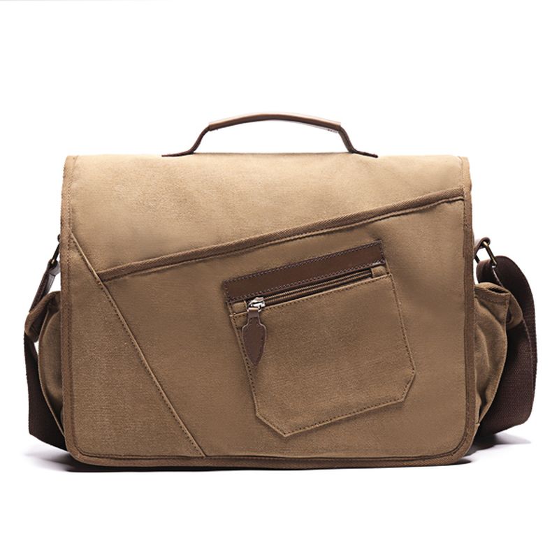 Mannen Retro Messenger Bag Schokbestendige Schoudertas Met 15.6 Inch Laptopvak