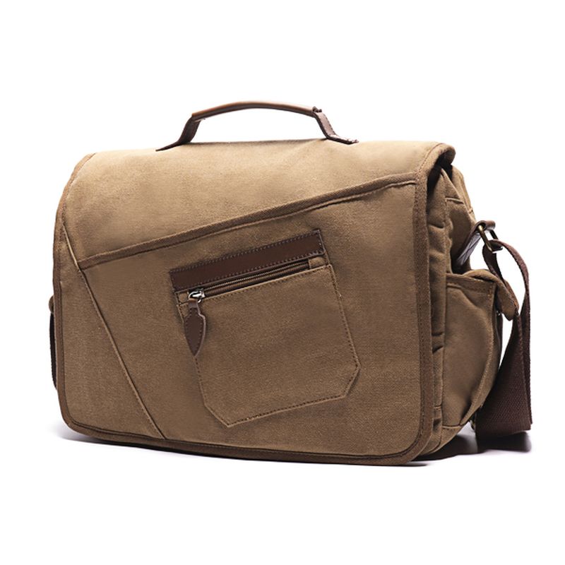 Mannen Retro Messenger Bag Schokbestendige Schoudertas Met 15.6 Inch Laptopvak