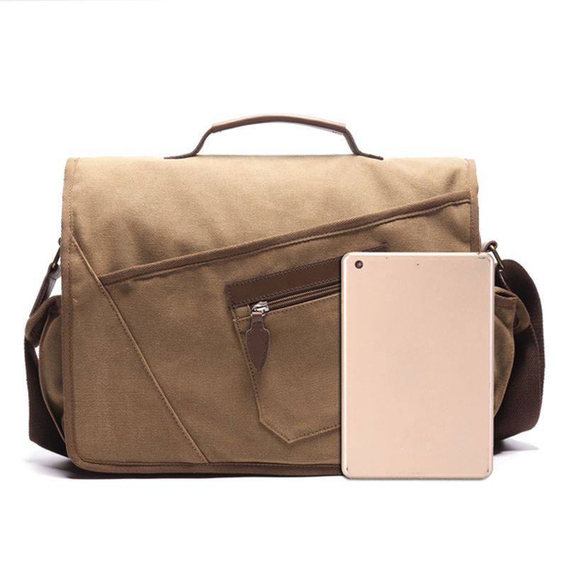 Mannen Retro Messenger Bag Schokbestendige Schoudertas Met 15.6 Inch Laptopvak