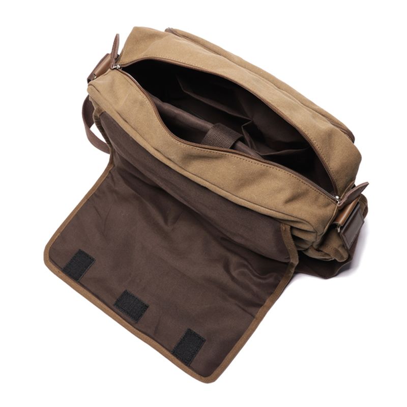 Mannen Retro Messenger Bag Schokbestendige Schoudertas Met 15.6 Inch Laptopvak