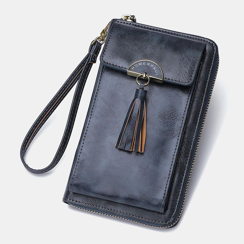 Vrouwen Anti-diefstal Multifunctionele Tassel Decor Crossbody Tas Multi-kaartsleuven Portemonnee Clutch Bag Telefoontas