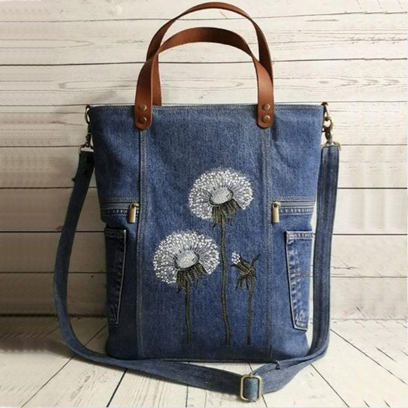 Vrouwen Bloemenprint Canvas Handtas Schoudertas Handtas