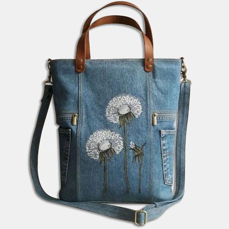 Vrouwen Bloemenprint Canvas Handtas Schoudertas Handtas