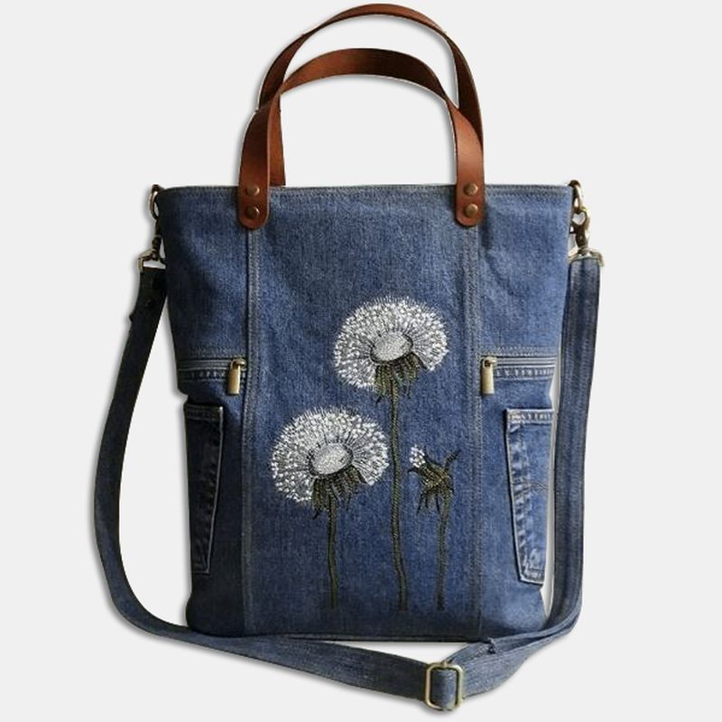 Vrouwen Bloemenprint Canvas Handtas Schoudertas Handtas