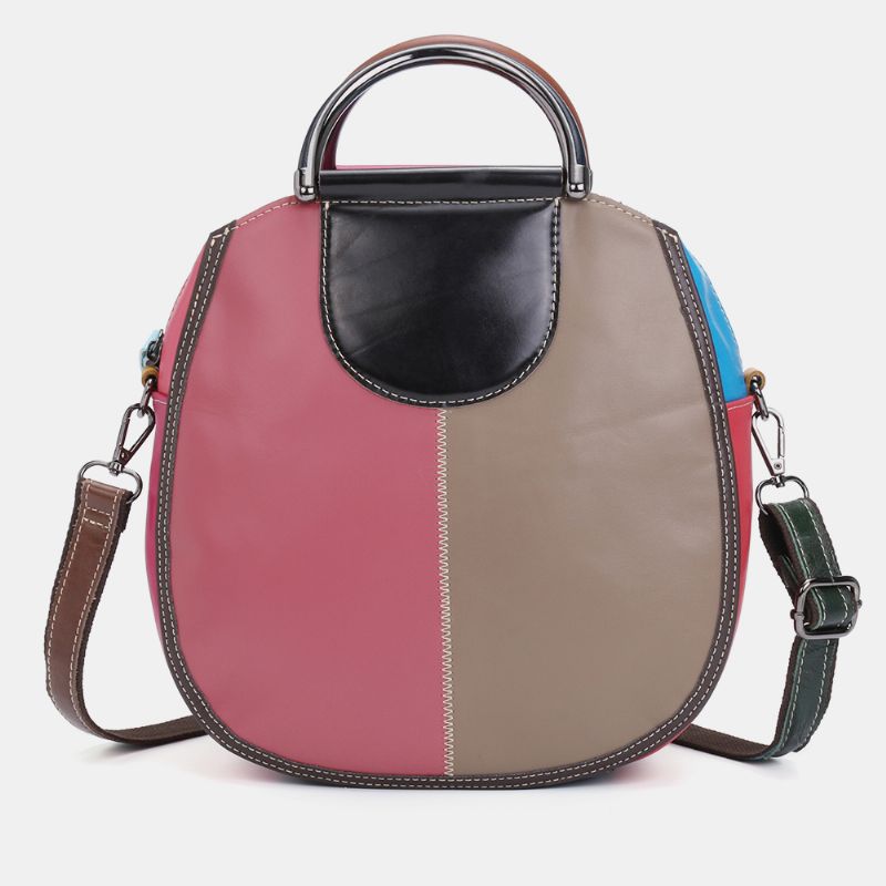 Vrouwen Cirkel Lederen Tas Patchwork Crossbody Tas Handtas Schoudertas