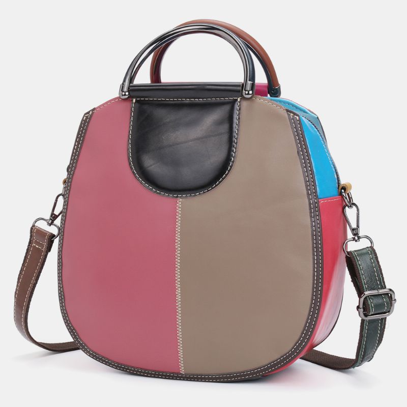 Vrouwen Cirkel Lederen Tas Patchwork Crossbody Tas Handtas Schoudertas