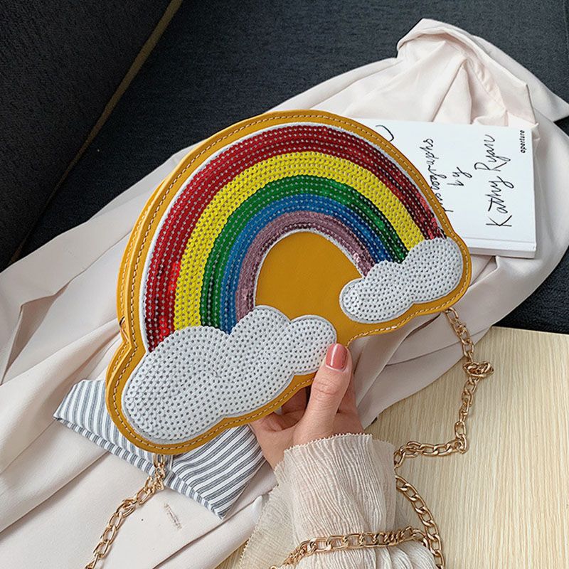 Vrouwen Creatieve Unieke Cloud Shape Sequin Contrast Kleur Grappige Schoudertas Cross Body Bag