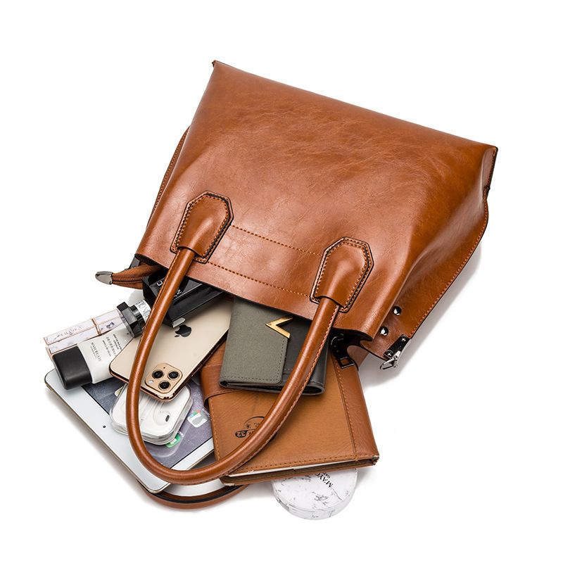 Vrouwen Grote Capaciteit Olie Wax Handtas Crossbody Tas Schoudertas