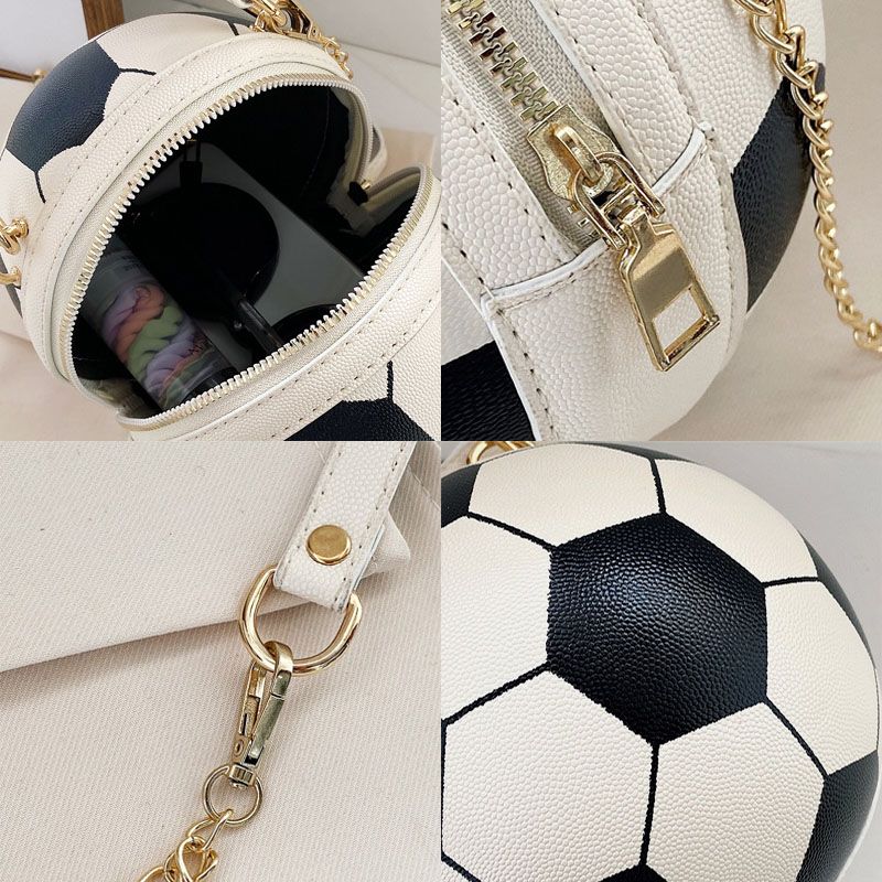 Vrouwen Uniek Ontwerp Basketbal Voetbal Look Mini Ronde Tas Hangtas Mode Verstelbare Schoudertas Cross Body Bag