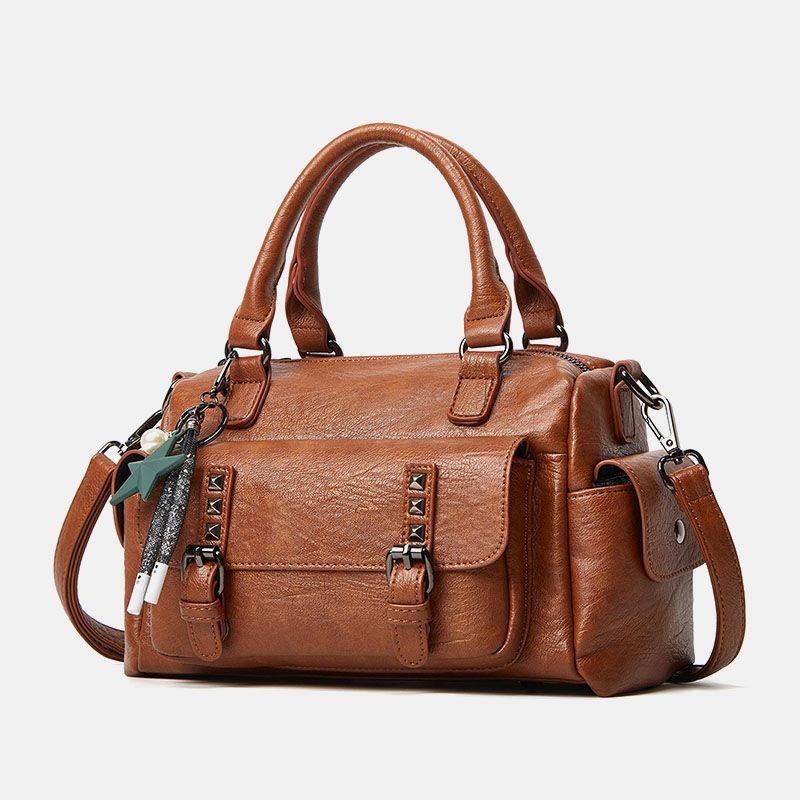 Vrouwen Vijfpuntige Ster Hanger Grote Capaciteit Crossbody Tas Multi-pocket Zachte Lederen Schoudertas Handtas