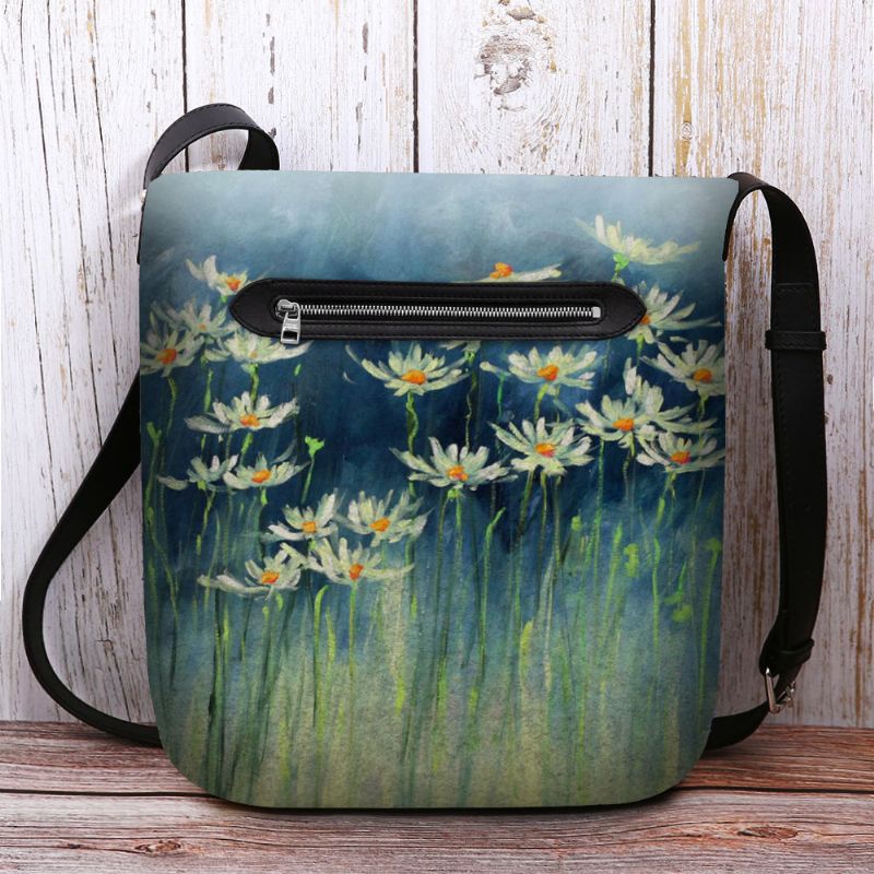 Vrouwen Vilten Bloemen Patroon Prints Crossbody Tas Schoudertas