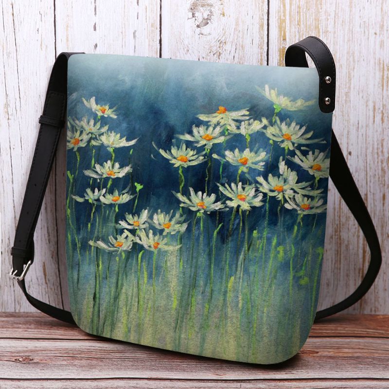 Vrouwen Vilten Bloemen Patroon Prints Crossbody Tas Schoudertas