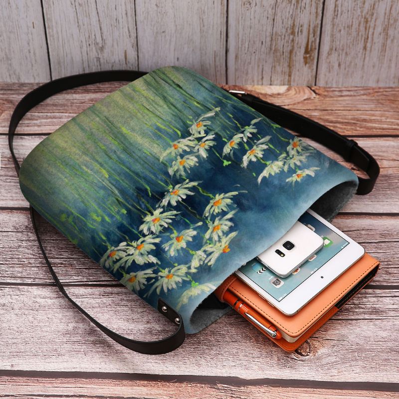 Vrouwen Vilten Bloemen Patroon Prints Crossbody Tas Schoudertas