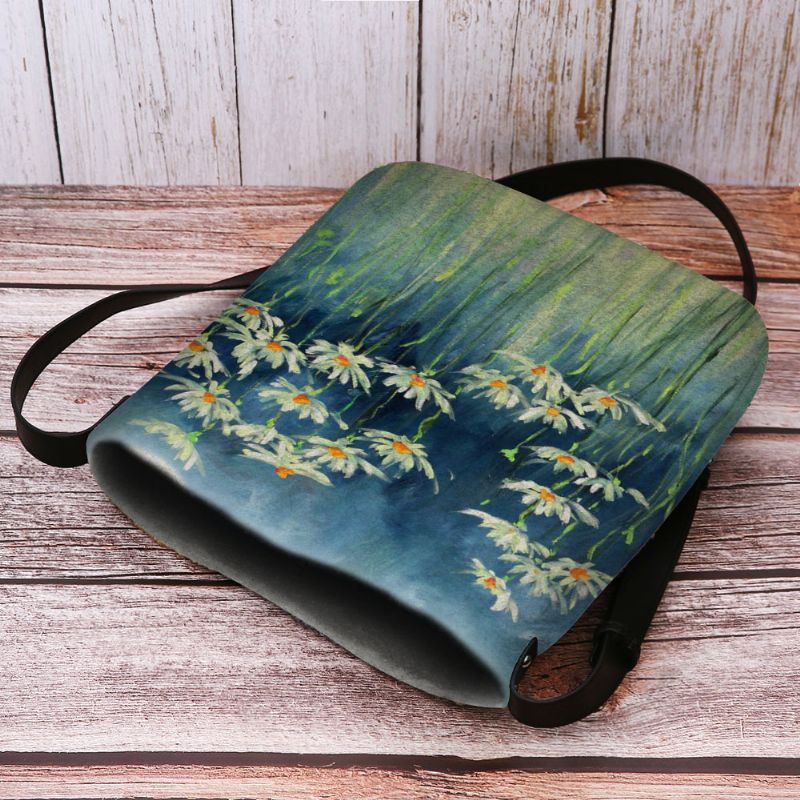 Vrouwen Vilten Bloemen Patroon Prints Crossbody Tas Schoudertas