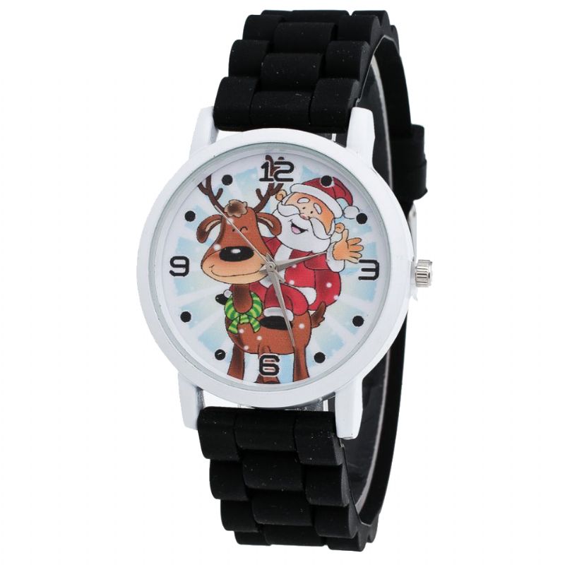 Cartoon Kerstman En Rendier Patroon Siliconen Band Horloge Leuke Kid Horloge Mode Kinderen Quartz Horloge