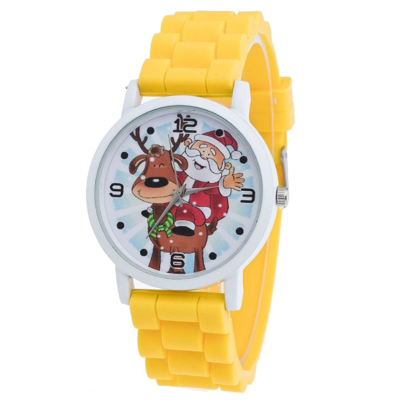 Cartoon Kerstman En Rendier Patroon Siliconen Band Horloge Leuke Kid Horloge Mode Kinderen Quartz Horloge