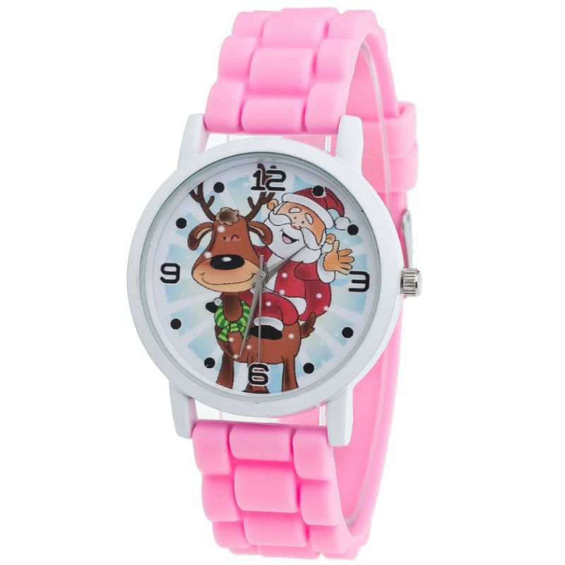 Cartoon Kerstman En Rendier Patroon Siliconen Band Horloge Leuke Kid Horloge Mode Kinderen Quartz Horloge