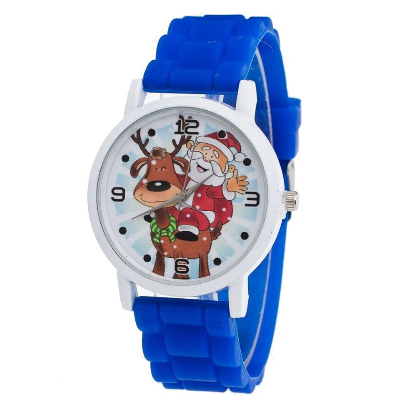 Cartoon Kerstman En Rendier Patroon Siliconen Band Horloge Leuke Kid Horloge Mode Kinderen Quartz Horloge