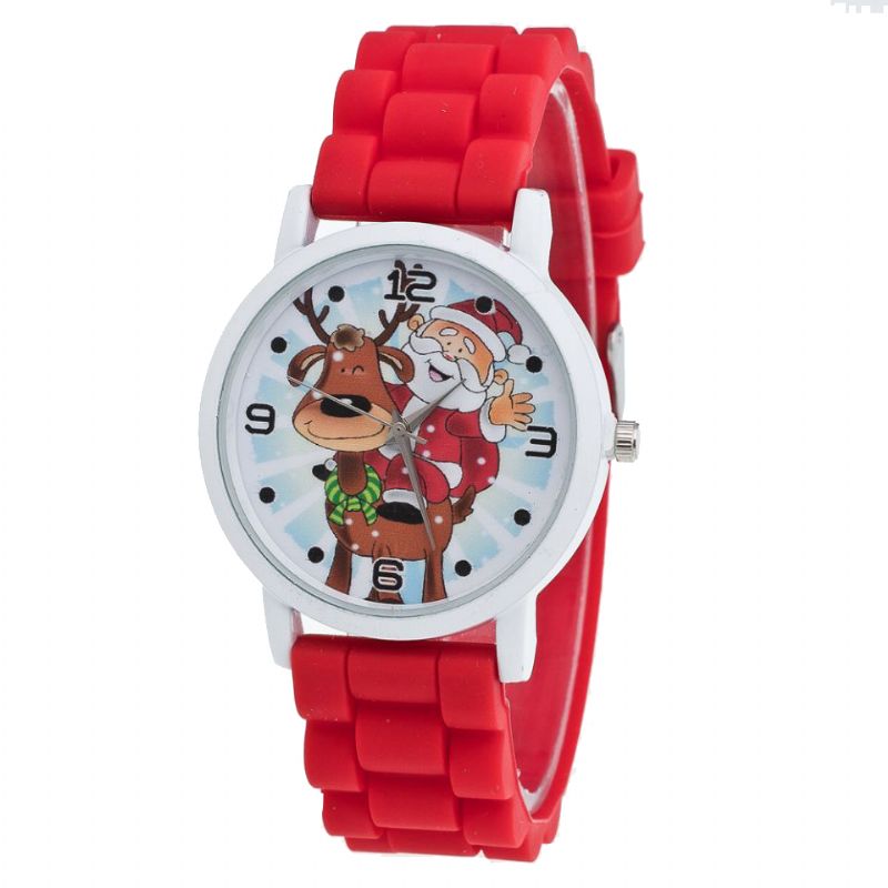 Cartoon Kerstman En Rendier Patroon Siliconen Band Horloge Leuke Kid Horloge Mode Kinderen Quartz Horloge