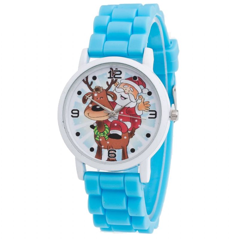 Cartoon Kerstman En Rendier Patroon Siliconen Band Horloge Leuke Kid Horloge Mode Kinderen Quartz Horloge