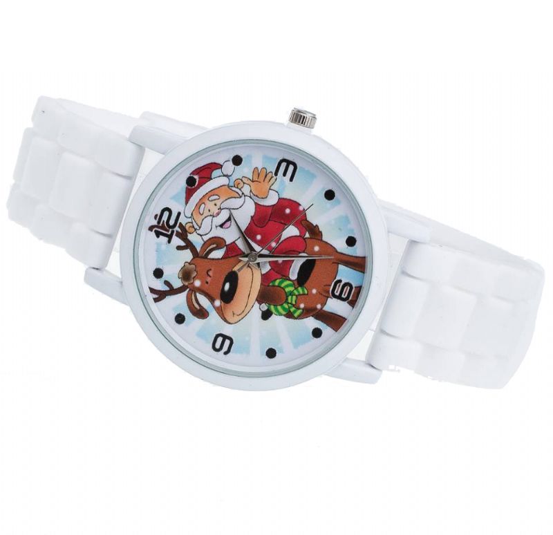 Cartoon Kerstman En Rendier Patroon Siliconen Band Horloge Leuke Kid Horloge Mode Kinderen Quartz Horloge