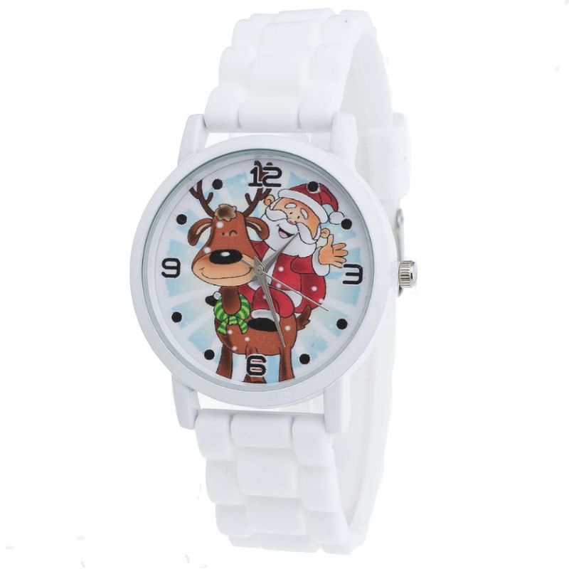 Cartoon Kerstman En Rendier Patroon Siliconen Band Horloge Leuke Kid Horloge Mode Kinderen Quartz Horloge