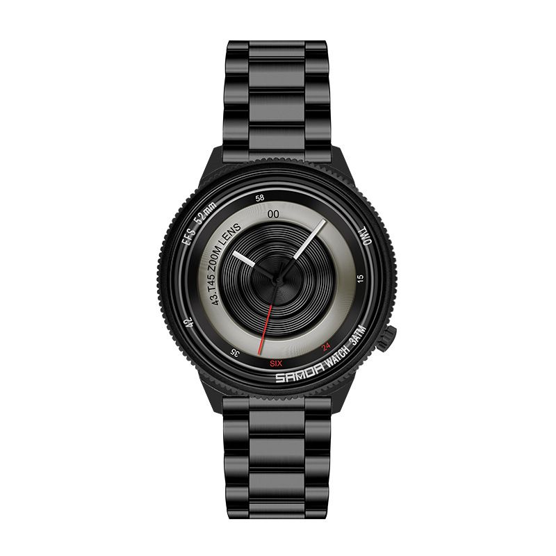 Casual Mode Heren Creatieve Camera Wijzerplaat Waterdicht Roestvrij Stalen Band Quartz Horloge