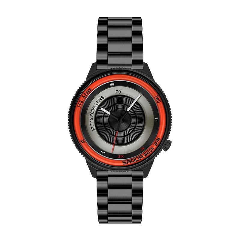 Casual Mode Heren Creatieve Camera Wijzerplaat Waterdicht Roestvrij Stalen Band Quartz Horloge