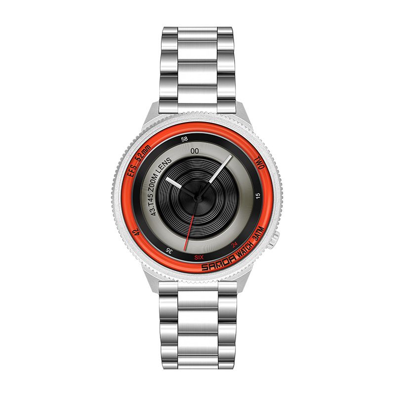 Casual Mode Heren Creatieve Camera Wijzerplaat Waterdicht Roestvrij Stalen Band Quartz Horloge