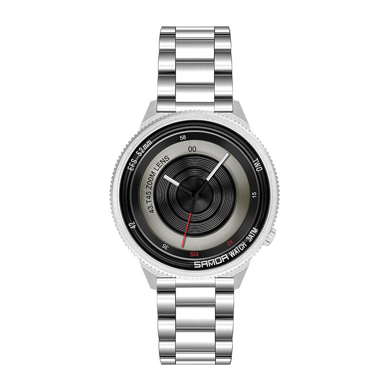 Casual Mode Heren Creatieve Camera Wijzerplaat Waterdicht Roestvrij Stalen Band Quartz Horloge