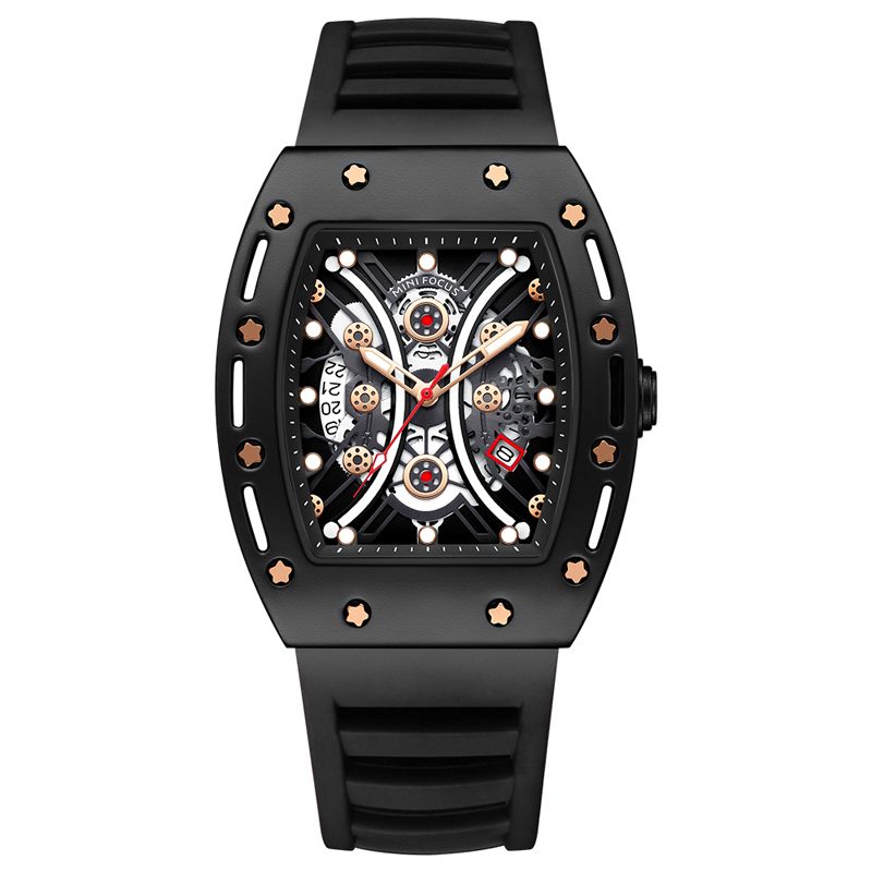 Casual Sports 3d Uitgeholde Lichtgevende Wijzerplaat 3atm Waterdichte Heren Polshorloge Quartz Horloge