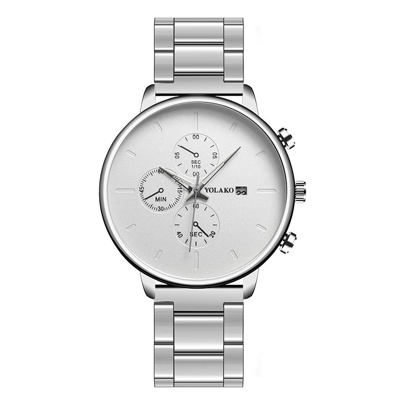 Casual Stijl Heren Polshorloge Volledig Stalen Kalender Quartz Horloge