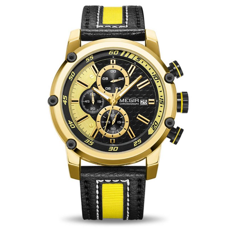 Chronograaf Sport Herenhorloge Datumweergave Lederen Band Quartz-horloges