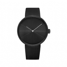 De Draaitafel Simple Art Dial Lederen Band Heren Casual Quartz Horloge