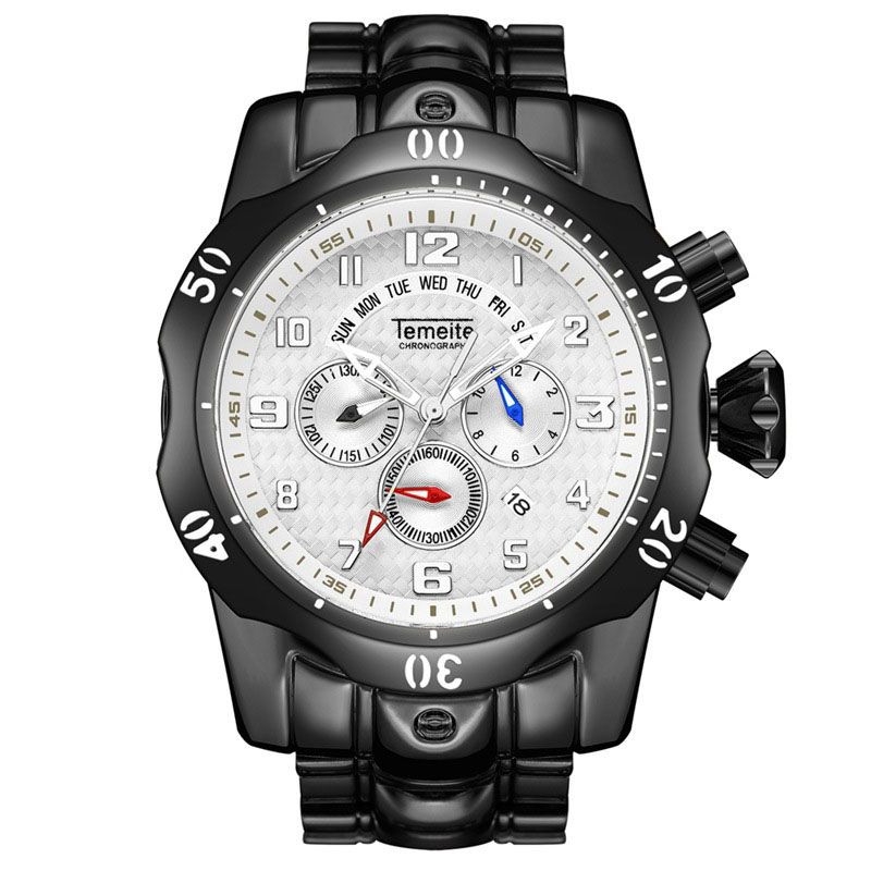 Grote Wijzerplaat Heren Zakelijk Horloge Multifunctioneel Lichtgevend Kalender Waterdicht Quartz Horloge